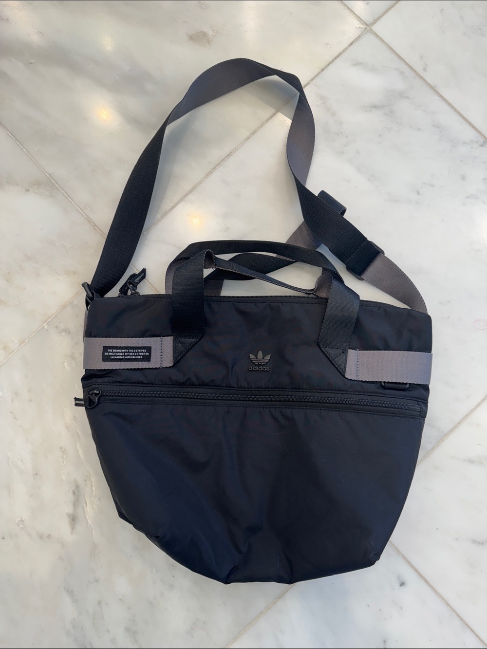 adidas Black and Gray Convertible Tote for sports, activities and travel.